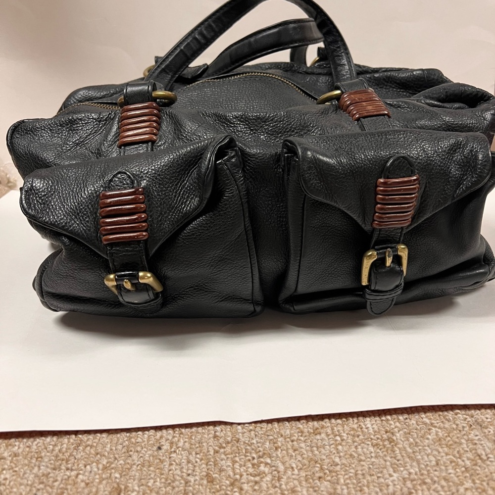 TARNISH Genuine Leather Made India Hand Shoulder Bag Purse Black Tote
